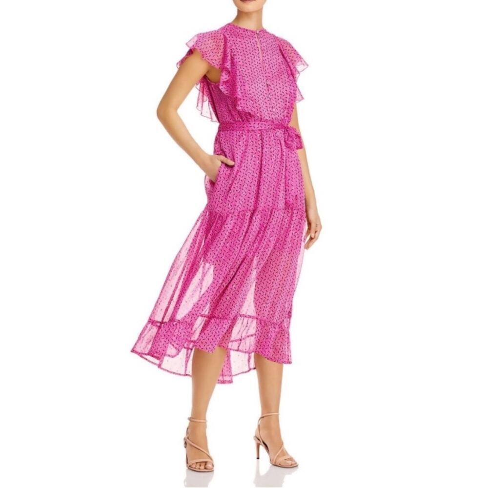 Sabina Musáyev Riviera Pink Tiered Printed Maxi Dress Size M - Picture 5 of 16